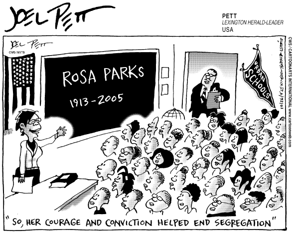 Political cartoon on Tribute to Rosa Parks by Joel Pett, Lexington Observer