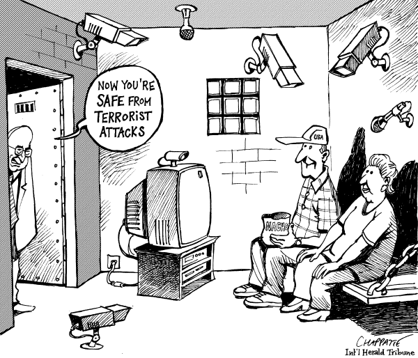 Political cartoon on Security Tightens on the Homefront by Patrick Chappatte, International Herald Tribune