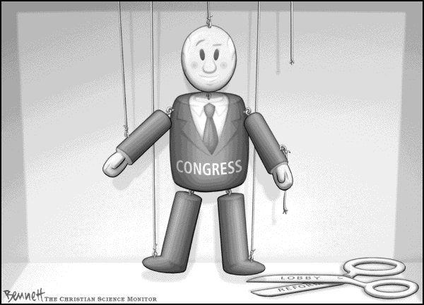 Editorial Cartoon by Clay Bennett, Christian Science Monitor on Lobby Reform Complete