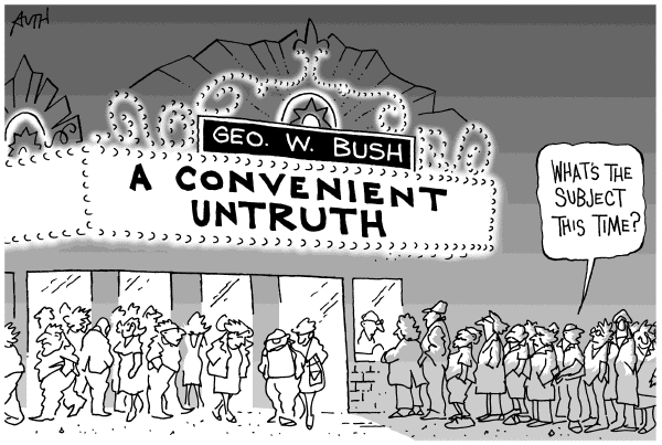 Editorial Cartoon by Tony Auth, Philadelphia Inquirer on Candid Bush Speaks Out