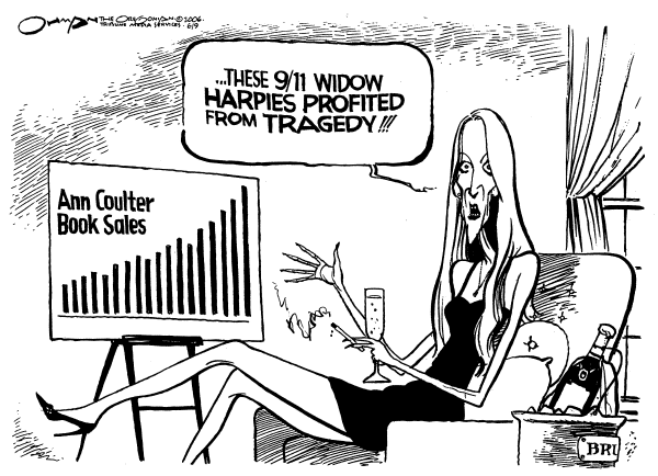 Editorial Cartoon by Jack Ohman, The Oregonian on Coulter Criticizes 9/11 Widows