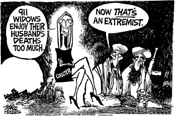 Editorial Cartoon by Mike Peters, Dayton Daily News on Coulter Criticizes 9/11 Widows