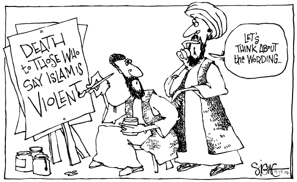 Editorial Cartoon by Signe Wilkinson, Philadelphia Daily News on The Pope Insults Islam