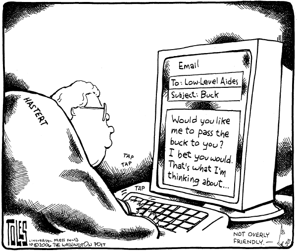Editorial Cartoon by Tom Toles, Washington Post on Hastert Feels the Heat