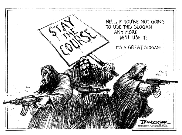 Editorial Cartoon by Jeff Danziger, CWS/CartoonArts Intl. on Mission Accomplished