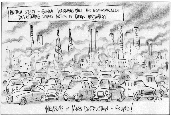 Editorial Cartoon by Tony Auth, Philadelphia Inquirer on Earth About to Overheat