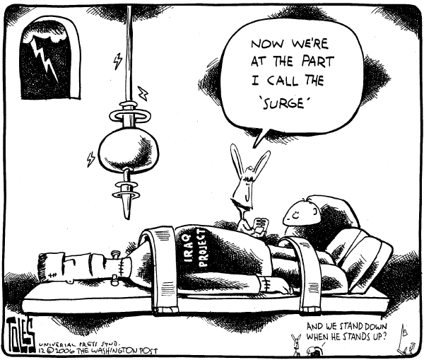 Editorial Cartoon by Tom Toles, Washington Post on Bush Seeks Larger Military