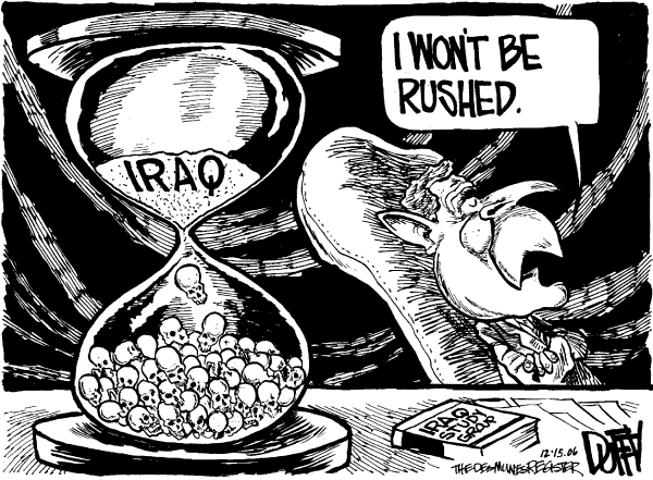 Editorial Cartoon by Brian Duffy, Des Moines Register on Bush Seeks Larger Military