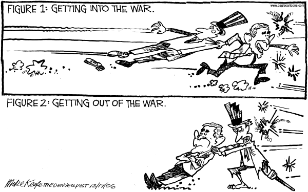 Editorial Cartoon by Mike Keefe, Denver Post on Bush Seeks Larger Military
