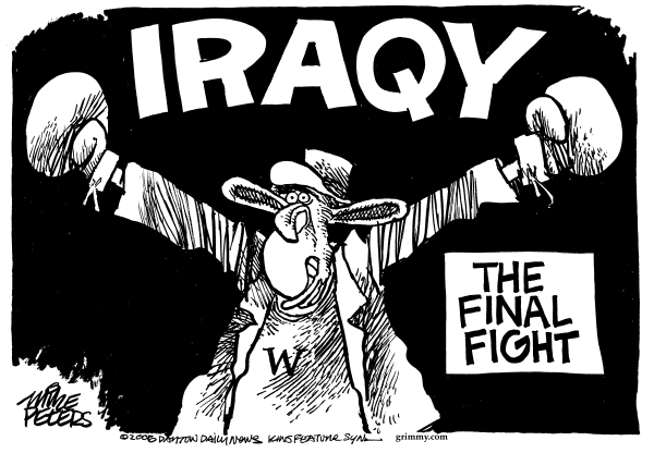 Editorial Cartoon by Mike Peters, Dayton Daily News on Bush Pushes Troop Surge