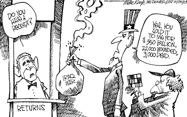Editorial Cartoon by Mike Keefe, Denver Post on Record Spending a Hopeful Sign