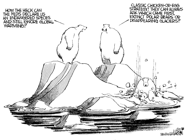 Editorial Cartoon by Don Wright, Palm Beach Post on Global Warming May Be Human Related
