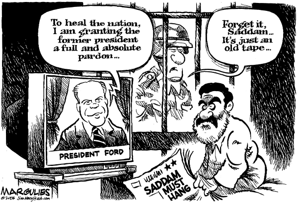 Editorial Cartoon by Jimmy Margulies, The Record, New Jersey on Nixon Pardoner Laid to Rest
