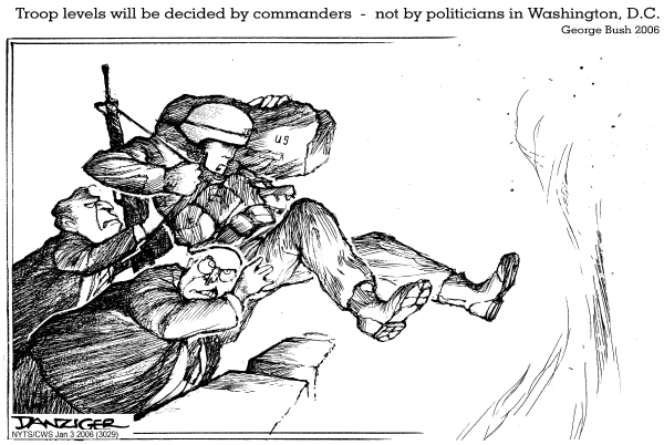 Editorial Cartoon by Jeff Danziger, CWS/CartoonArts Intl. on Iraq Troop Increase Imminent