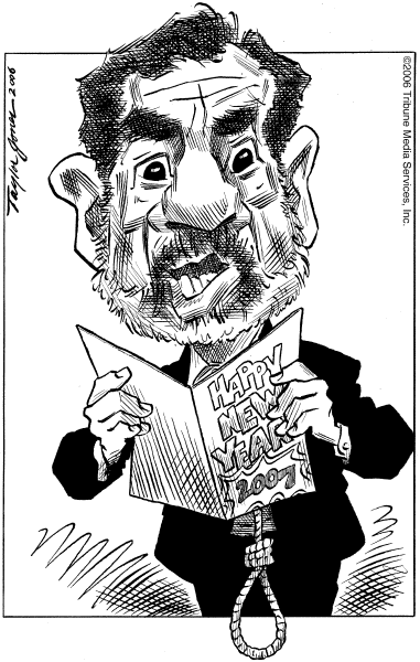 Editorial Cartoon by Taylor Jones, Tribune Media Services on Saddam Hussein Executed