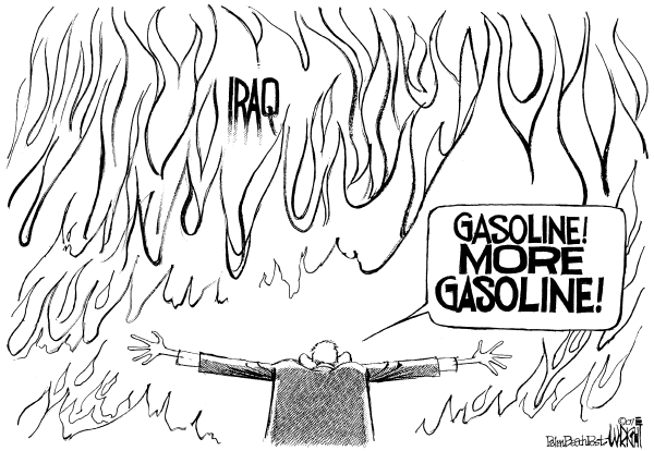 Editorial Cartoon by Don Wright, Palm Beach Post on Bush Calls for Escalation