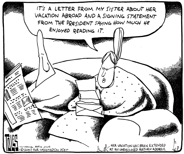 Editorial Cartoon by Tom Toles, Washington Post on Bush Expands Powers