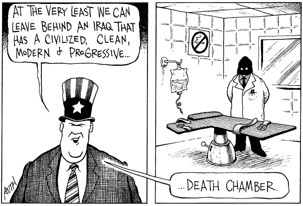 Editorial Cartoon by Tony Auth, Philadelphia Inquirer on Iraqi Government Doing More