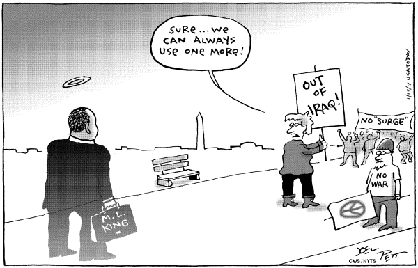 Editorial Cartoon by Joel Pett, Lexington Herald-Leader, CWS/CartoonArts Intl. on Bush Plan Unites Nation