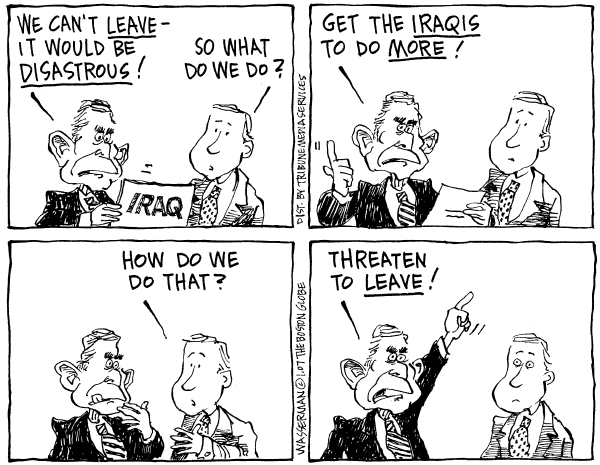 Editorial Cartoon by Dan Wasserman, Boston Globe on Bush Plan Unites Nation