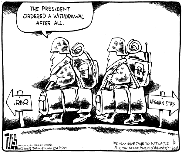 Editorial Cartoon by Tom Toles, Washington Post on Bush Plan Unites Nation