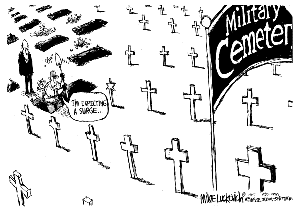 Editorial Cartoon by Mike Luckovich, Atlanta Journal-Constitution on Bush Plan Unites Nation