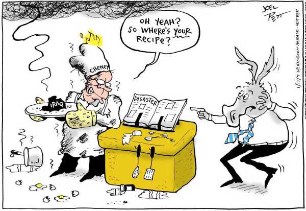 Editorial Cartoon by Joel Pett, Lexington Herald-Leader, CWS/CartoonArts Intl. on Bush Plan Unites Nation