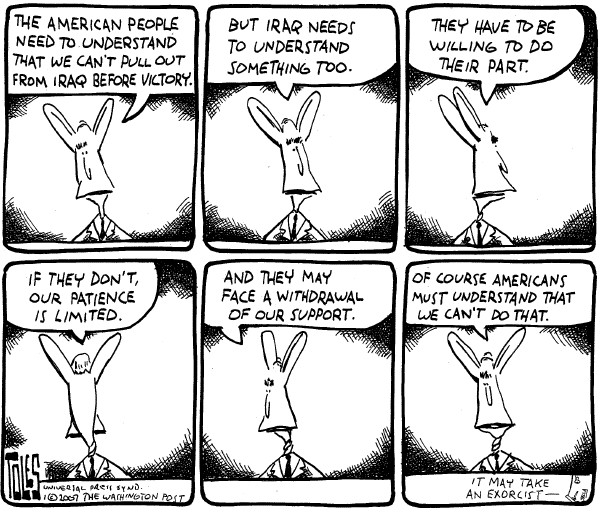 Editorial Cartoon by Tom Toles, Washington Post on Bush Plan Unites Nation