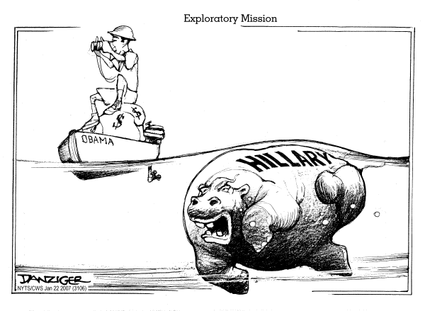 Editorial Cartoon by Jeff Danziger, CWS/CartoonArts Intl. on Obama, Clinton Declare