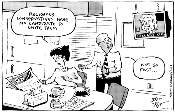 Editorial Cartoon by Joel Pett, Lexington Herald-Leader, CWS/CartoonArts Intl. on Obama, Clinton Declare