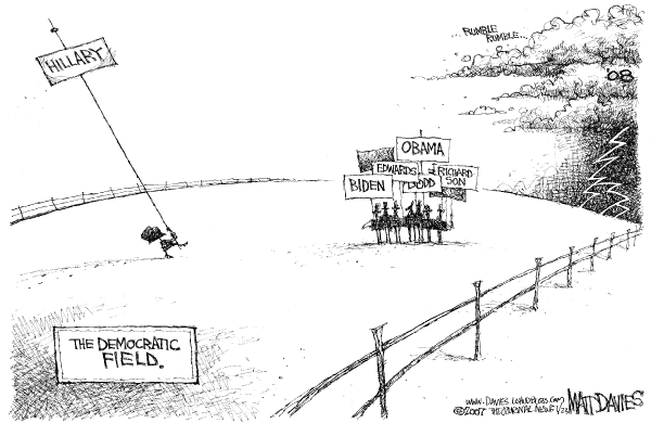 Editorial Cartoon by Matt Davies, Journal News on Obama, Clinton Declare