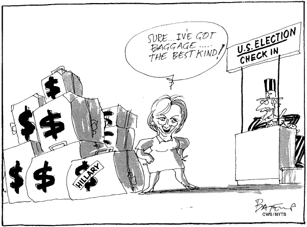Editorial Cartoon by Ross Bateup, The Advertiser, Adelaide, Australia on Obama, Clinton Declare