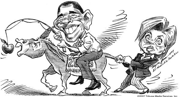 Editorial Cartoon by Taylor Jones, Tribune Media Services on Obama, Clinton Declare