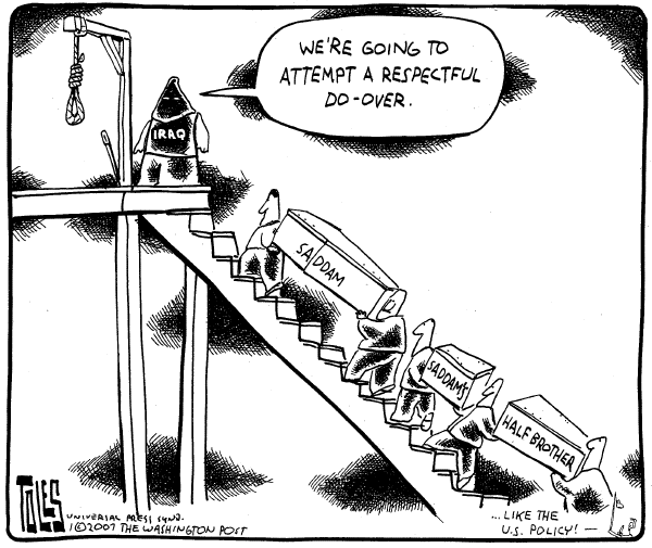 Editorial Cartoon by Tom Toles, Washington Post on Surge Begins in Iraq