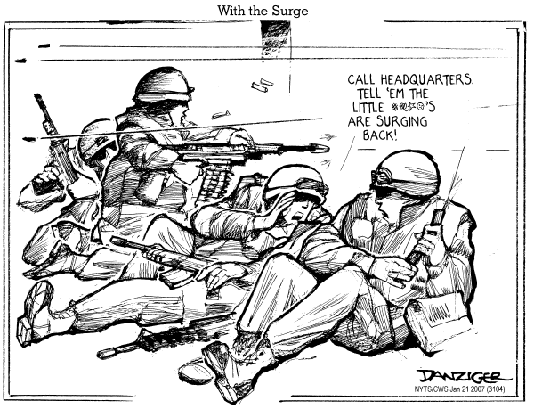 Editorial Cartoon by Jeff Danziger, CWS/CartoonArts Intl. on Surge Begins in Iraq
