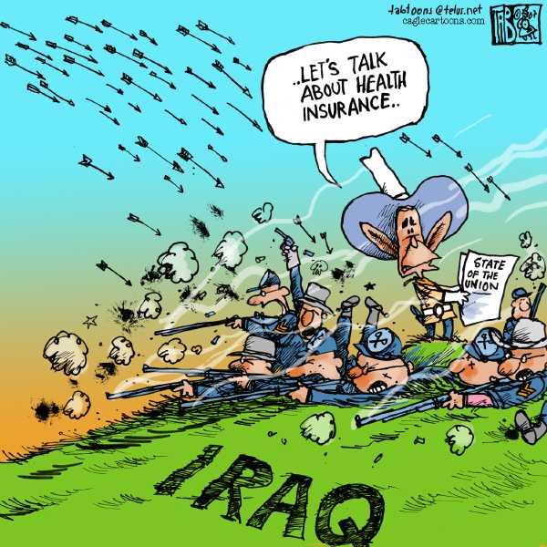 Editorial Cartoon by Tab (Thomas Boldt), Calgary Sun on Union Strong, Bush Says