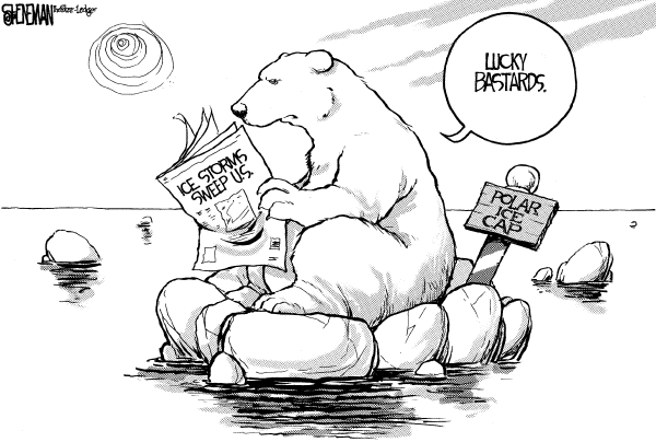 Editorial Cartoon by Drew Sheneman, Newark Star Ledger on Global Warming Worsens