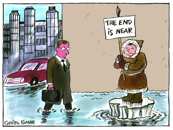 Editorial Cartoon by Christo Komarnitski, Sega, Sofia, Bulgaria on Global Warming Worsens