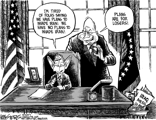 Editorial Cartoon by Kevin Siers, Charlotte Observer on Bush Warns Iran