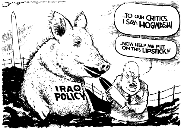 Editorial Cartoon by Jack Ohman, The Oregonian on Congress, Bush Clash on Iraq