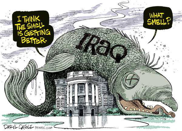 Editorial Cartoon by Daryl Cagle, Cagle Cartoons on Congress, Bush Clash on Iraq