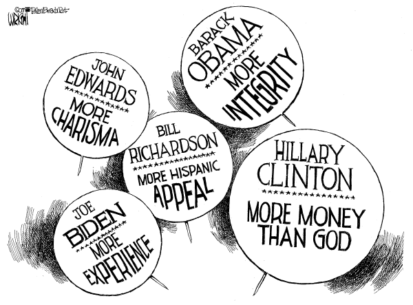Editorial Cartoon by Don Wright, Palm Beach Post on 2008 Presidential Race Underway