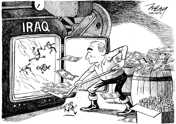 Editorial Cartoon by Heng Kim Song, Lianhe Zaobao, Singapore on Hopeful Signs in Iraq