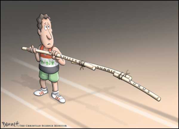 Editorial Cartoon by Clay Bennett, Christian Science Monitor on Hopeful Signs in Iraq