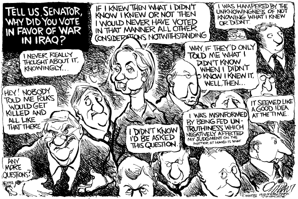Editorial Cartoon by Pat Oliphant, Universal Press Syndicate on Hopeful Signs in Iraq