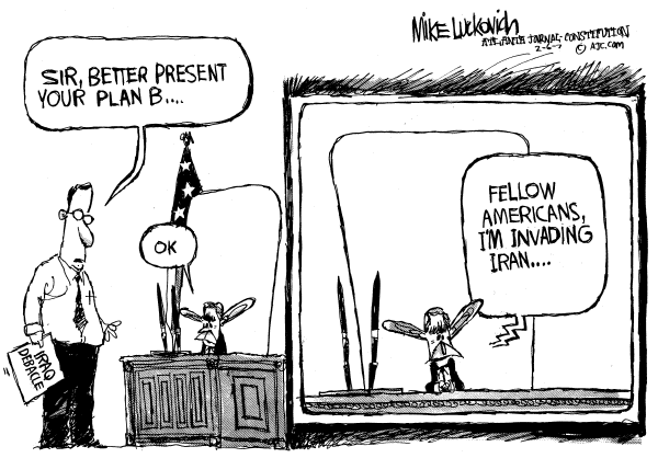 Editorial Cartoon by Mike Luckovich, Atlanta Journal-Constitution on Hopeful Signs in Iraq