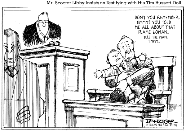 Editorial Cartoon by Jeff Danziger, CWS/CartoonArts Intl. on Libby Makes No Apologies