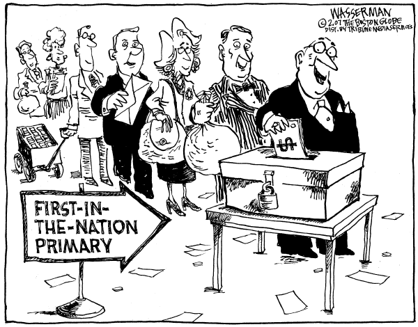 Editorial Cartoon by Dan Wasserman, Boston Globe on Presidential Campaigns in High Gear