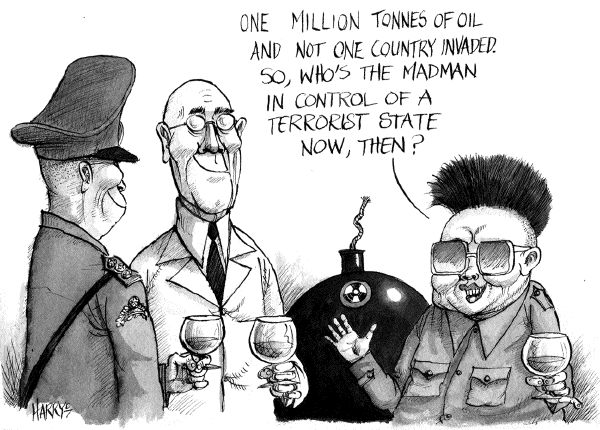 Editorial Cartoon by Harry Harrison, The South China Morning Post on North Korea Surprises US