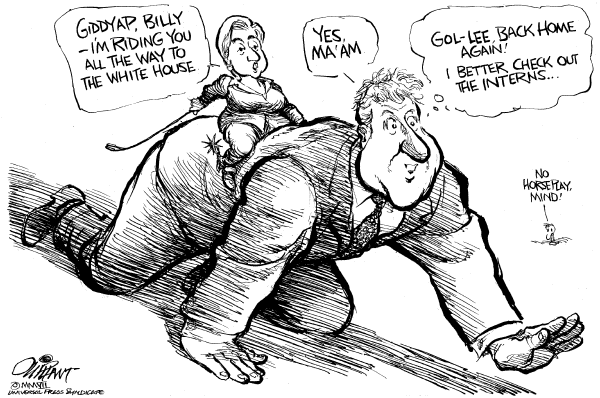 Editorial Cartoon by Pat Oliphant, Universal Press Syndicate on Hillary’s War Vote a Sore Point